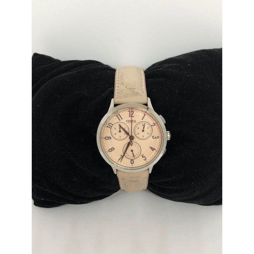 Fossil CH3972 Women's Leather Analog Dial Quardz Genuine Pre-Owned Watch Bb118
